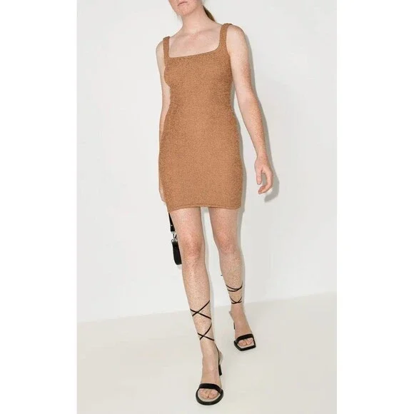 Hunza G Women’s Tank Square-Neck Mini Dress Brown (Cocoa) One Size - Picture 1 of 8